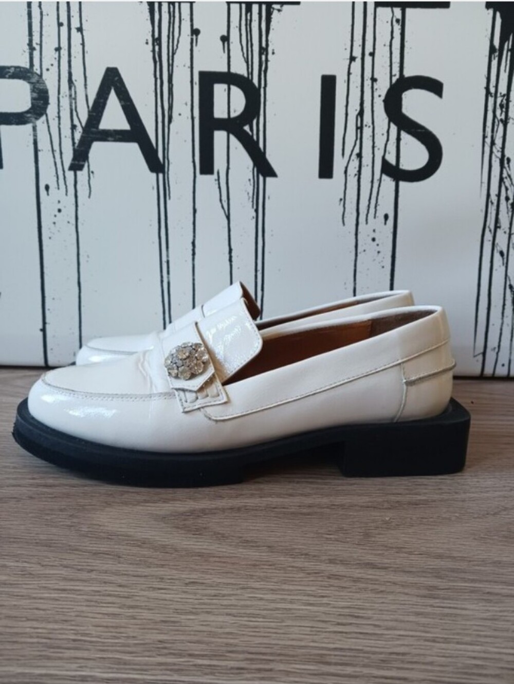 GANNI Jewel Leather Loafers Size 37